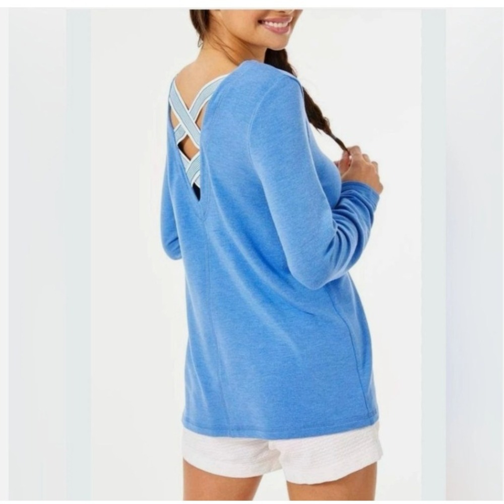 Lilly Pulitzer Luxletic Areli Pullover (Crisscross Back) Bennet Blue Small